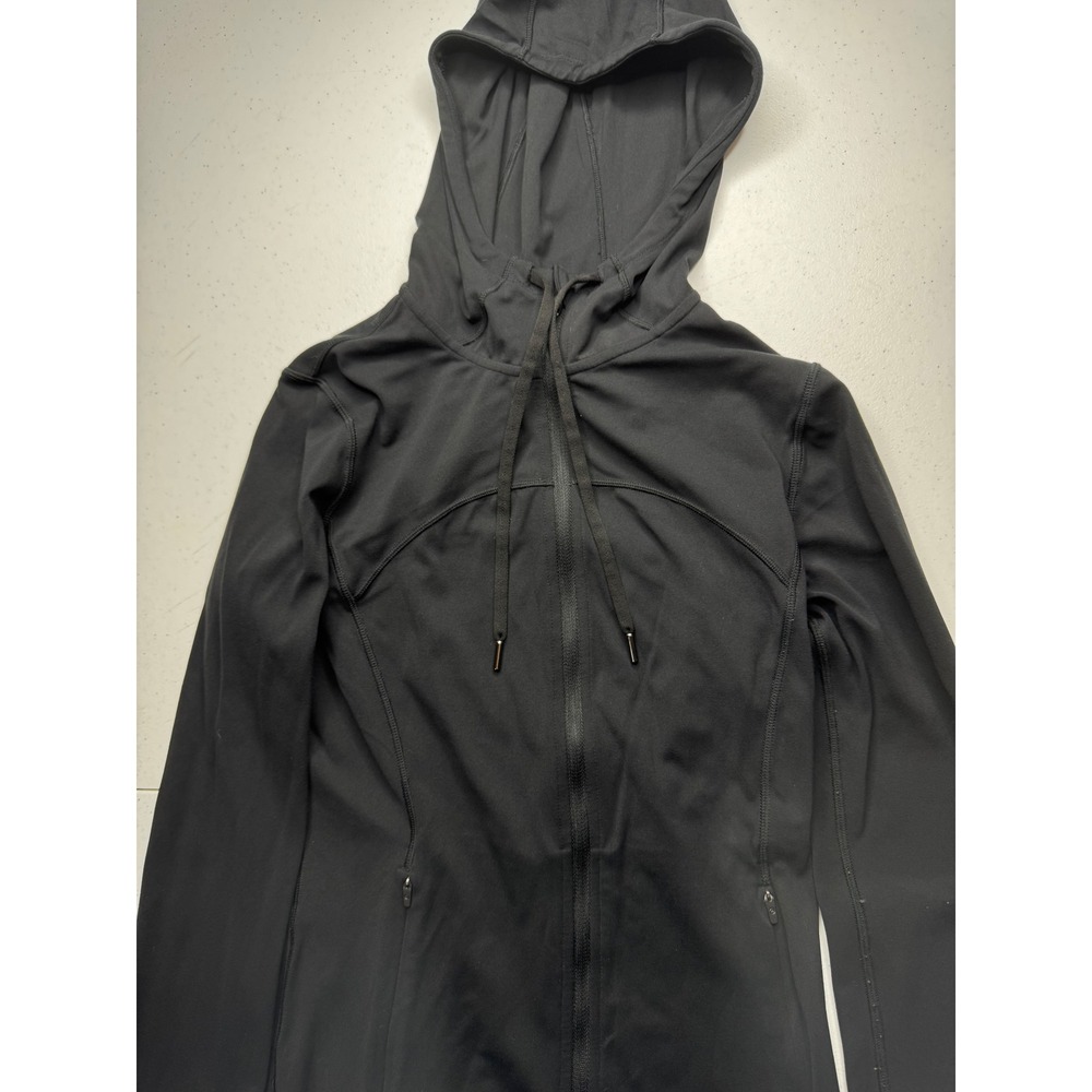 CRZ YOGA Womens Full Zip Hoodie Black Athletic Jacket Back Vent Size Small 4/6